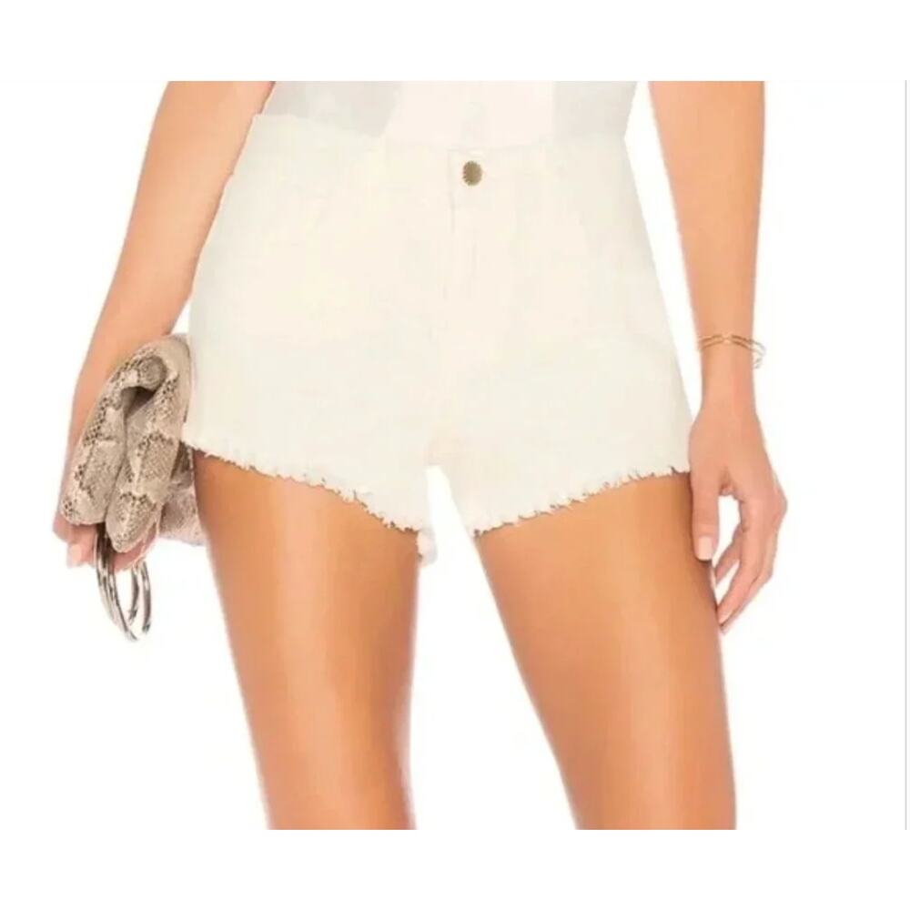 L'Agence Zoe High Rise Short Vintage White Size 26 Raw Hem USA